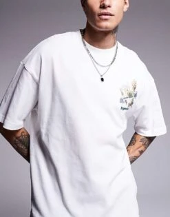 River Island Oversized Repentance T-shirt In White For Men -Layered Clothes 207250566 3