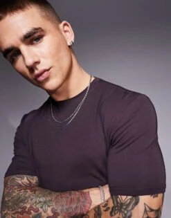 River Island Slim Fit T-shirt In Purple For Men Purple - Medium -Layered Clothes 207251655 4