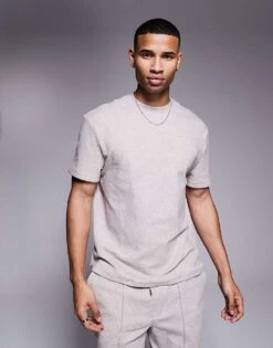 River Island Super Cosy Lounge T-shirt Mix & Match Set In Stone For Men Stone - Light