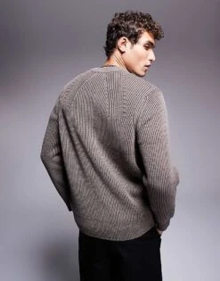 River Island Chunky Ribbed Jumper In Light Brown For Men -Layered Clothes 207251700 4