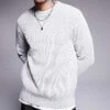 River Island Chunky Ribbed Jumper In Light Grey For Men Grey - Light
