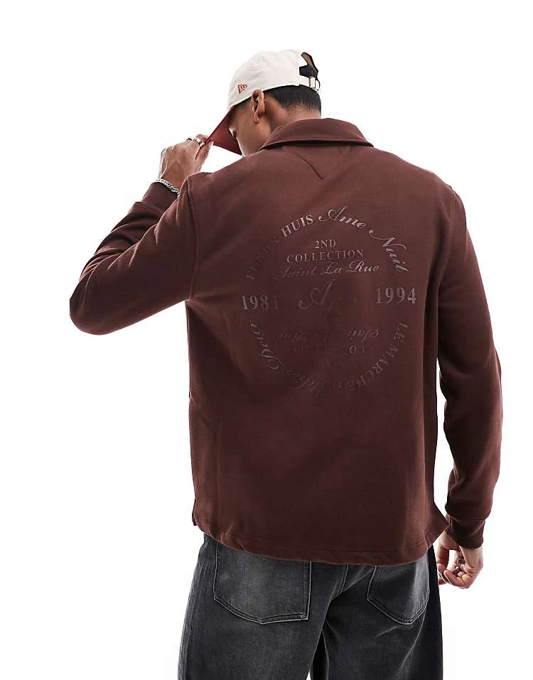 River Island Quarter Zip Collared Sweatshirt In Brown For Men Brown - Dark 7 River Island Quarter Zip Collared Sweatshirt In Brown For Men Brown - Dark - Image 5