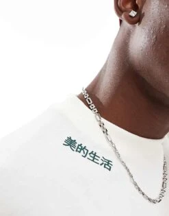 River Island Oversized Embroidered Dragon T-shirt In Ecru For Men -Layered Clothes 207251737 3