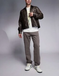 River Island Relaxed Carpenter Jeans In Brown For Men -Layered Clothes 207251750 1 brown 1