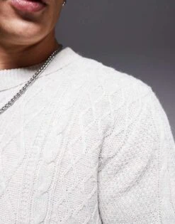 River Island Chunky Cable Knit Jumper In Light Grey For Men Grey - Light -Layered Clothes 207251758 4