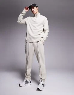 River Island Smart Joggers And Sweatshirt Co-ord In Light Grey