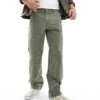 River Island Relaxed Fit Workwear Trousers In Green For Men Green - Light -Layered Clothes 207251812 1 greenlight