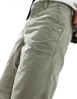 River Island Relaxed Fit Workwear Trousers In Green For Men Green - Light -Layered Clothes 207251812 3