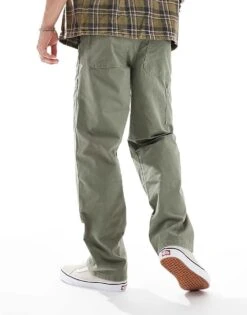 River Island Relaxed Fit Workwear Trousers In Green For Men Green - Light -Layered Clothes 207251812 4