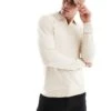 River Island Open Collar Jumper In Ecru For Men -Layered Clothes 207251848 1 ecru