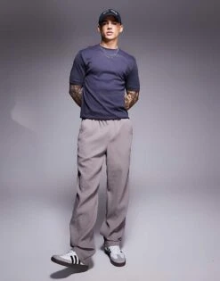 River Island Slim Fit T-shirt In Dark Grey For Men Grey - Dark