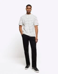 River Island Tapered Fit Jeans In Black For Men
