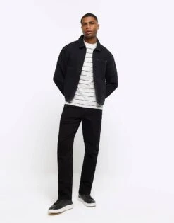 River Island Tapered Fit Jeans In Black For Men -Layered Clothes 207256458 4