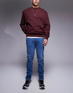 River Island Slim Fit Jeans In Midwash Blue For Men Blue - Medium -Layered Clothes 207321274 1 bluemedium 1