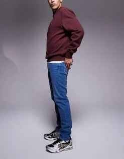 River Island Slim Fit Jeans In Midwash Blue For Men Blue - Medium -Layered Clothes 207321274 3