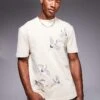 River Island Crane Embroidered T-shirt In White For Men -Layered Clothes 207321290 1 white