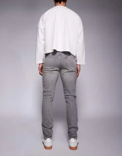 River Island Skinny Fit Jeans In Grey Wash For Men -Layered Clothes 207337413 3