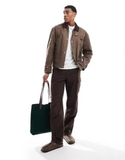 River Island Cord Collar Wax Jacket In Light Brown For Men -Layered Clothes 207337440 1 lightbrown 1