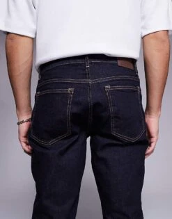 River Island Slim Fit Jeans In Indigo Wash For Men Blue - Dark -Layered Clothes 207337447 4