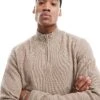 River Island Quarter Zip Jumper In Stone For Men Stone - Medium 1 River Island Quarter Zip Jumper In Stone For Men Stone - Medium -Layered Clothes 207338001 1 stonemedium