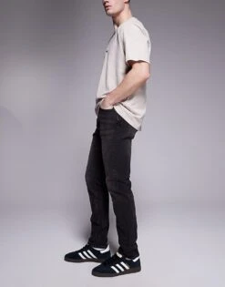 River Island Skinny Fit Jeans In Washed Black For Men Grey -Layered Clothes 207380363 3