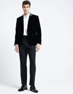 River Island Regular Fit Velvet Tux Jacket In Black For Men -Layered Clothes 207396393 3