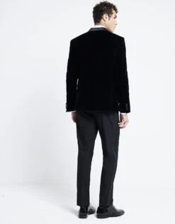 River Island Regular Fit Velvet Tux Jacket In Black For Men -Layered Clothes 207396393 4