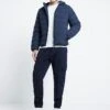 River Island Regular Fit Hooded Padded Jacket In Navy For Men