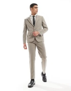 River Island Contemporary Suit In Beige - BEIGE