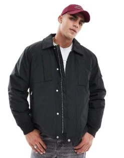 River Island Padded Utility Jacket In Navy For Men