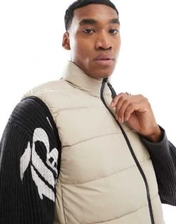 River Island Gilet In Stone For Men Stone - Medium 11 River Island Gilet In Stone For Men Stone - Medium -Layered Clothes 207407702 1 stonemedium 1