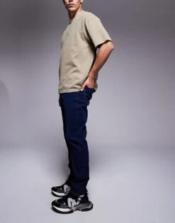 River Island Slim Fit Jeans In Dark Wash Blue For Men Blue - Dark -Layered Clothes 207407710 3