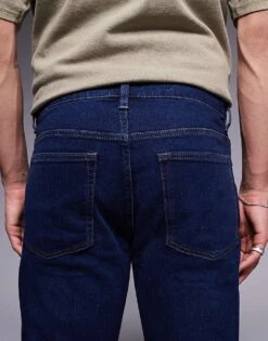 River Island Slim Fit Jeans In Dark Wash Blue For Men Blue - Dark -Layered Clothes 207407710 4