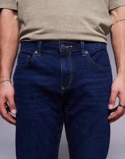 River Island Slim Fit Jeans In Dark Wash Blue For Men Blue - Dark -Layered Clothes 207407710 5