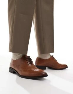 River Island Lace Up Brogue Shoes In Brown For Men
