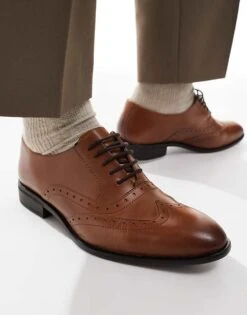 River Island Lace Up Brogue Shoes In Brown For Men -Layered Clothes 207407771 3
