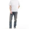 River Island Tapered Fit Jeans In Midwash Blue For Men Blue - Medium -Layered Clothes 207407803 1 bluemedium