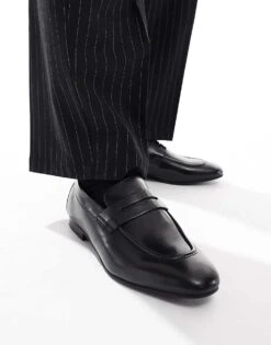 River Island Real Leather Loafers In Black For Men -Layered Clothes 207407804 1 black 1