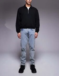 River Island Tapered Fit Jeans In Lightwash Blue For Men Blue - Light -Layered Clothes 207407861 1 bluelight 1