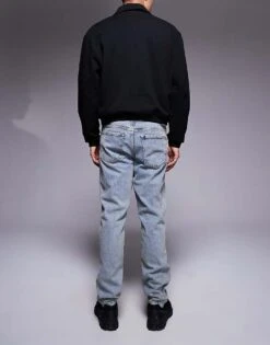 River Island Tapered Fit Jeans In Lightwash Blue For Men Blue - Light -Layered Clothes 207407861 3