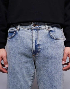 River Island Tapered Fit Jeans In Lightwash Blue For Men Blue - Light -Layered Clothes 207407861 5