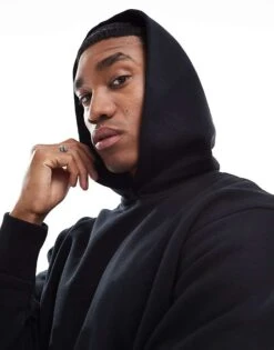 River Island Essential Hoodie In Black For Men -Layered Clothes 207407936 3