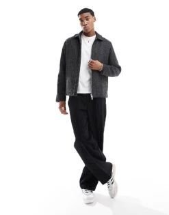 River Island Zip Wool Look Jacket In Grey For Men -Layered Clothes 207407942 3