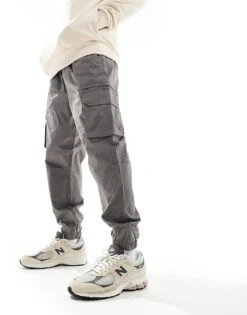 River Island Greco Cargo Trousers In Dark Grey For Men Grey - Dark -Layered Clothes 207408052 1 greydark 1