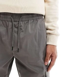 River Island Greco Cargo Trousers In Dark Grey For Men Grey - Dark -Layered Clothes 207408052 5