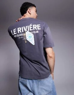 River Island Le Riviere Oversized T-shirt In Black For Men -Layered Clothes 207408120 4