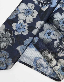 River Island Tie And Pocket Square Set In Navy Floral For Men -Layered Clothes 207413561 3