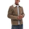River Island Shearling Nubuck Aviator Jacket In Beige For Men Beige - Light 1 River Island Shearling Nubuck Aviator Jacket In Beige For Men Beige - Light -Layered Clothes 207413588 1 beigelight