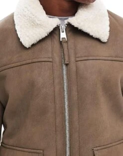 River Island Shearling Nubuck Aviator Jacket In Beige For Men Beige - Light 8 River Island Shearling Nubuck Aviator Jacket In Beige For Men Beige - Light -Layered Clothes 207413588 3