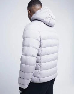River Island Quilted Hooded Puffer Jacket In Grey For Men -Layered Clothes 207455929 4